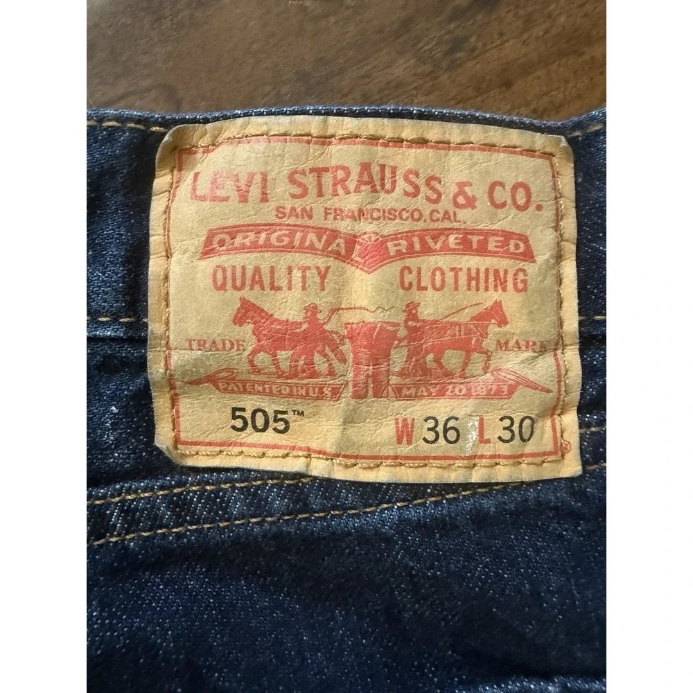 Levi's 505 Jeans Mens 36x30 Dark Wash Regular Fit Straight Leg Denim